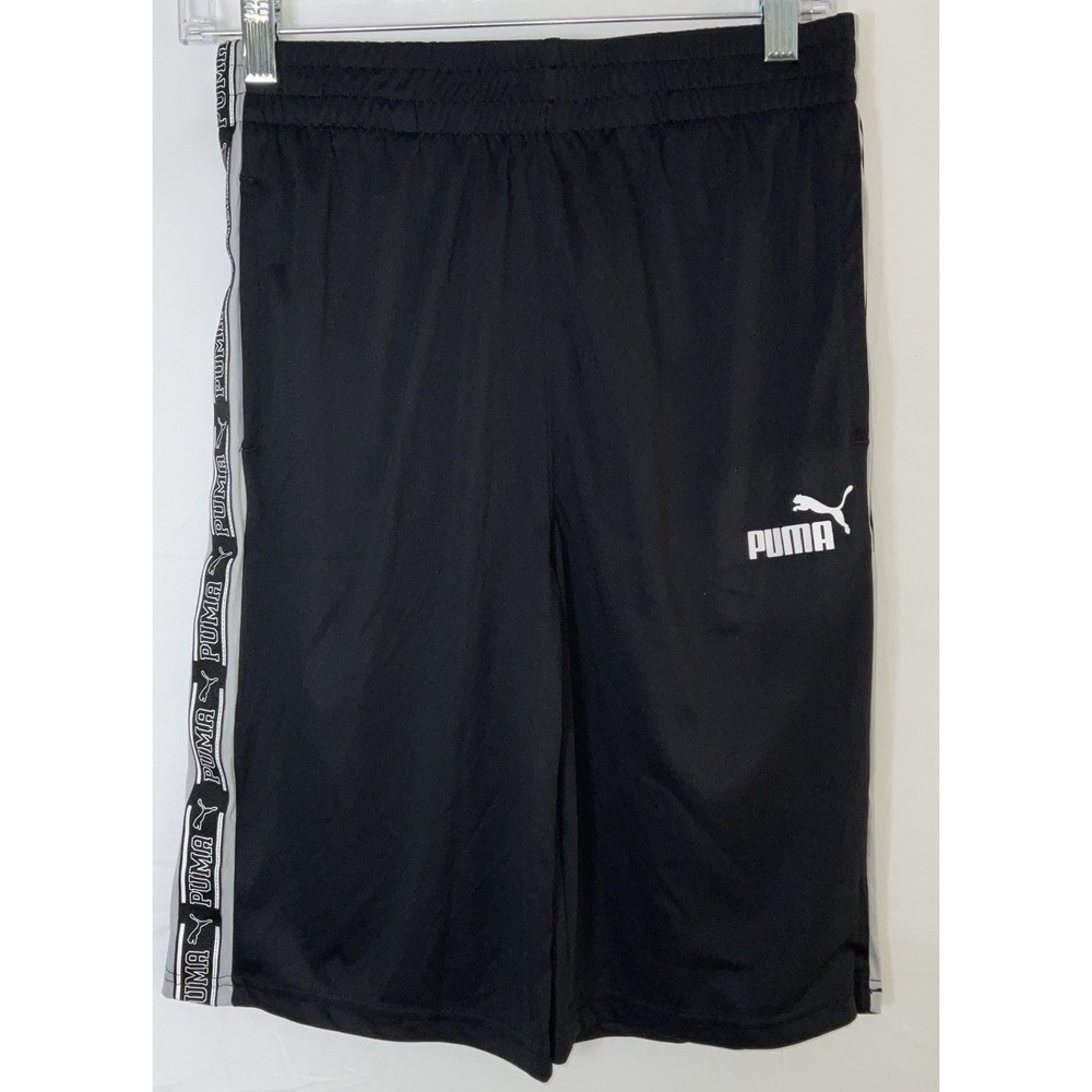NWOT Boy's Puma Athletic Sweat Shorts Black White Gray XL (18-20) 28"X10.5"